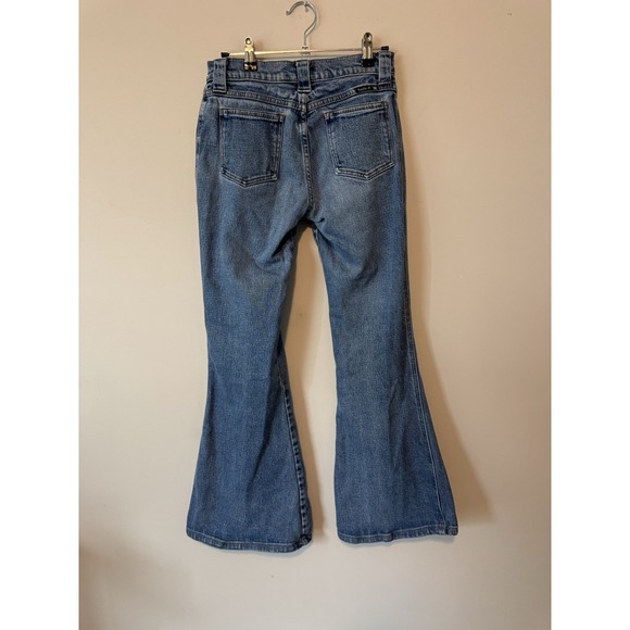 Vintage Y2K Frankie B Jeans Low Rise Ultra Flare Bell Bottom Medium Wash Sz 4 - Picture 4 of 9